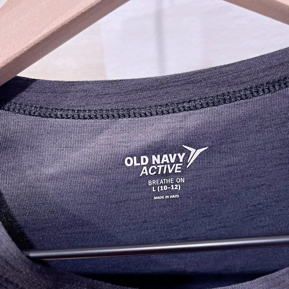 OLD NAVY Active Breathe On Tech Tank Top Black Go Dry Gym Girls Large 10 12